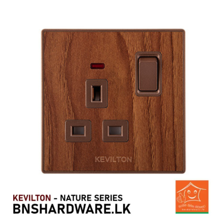 13A Socket with Neon Teak-Kevilton Electric