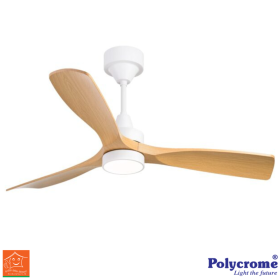 DC Ceiling Fan (Teak White) with Light - Polycrome