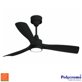 DC Ceiling Fan (Black) with Light - Polycrome