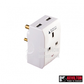 Kevilton 5A to 13A Fused Converter with Neon  & 2 USB